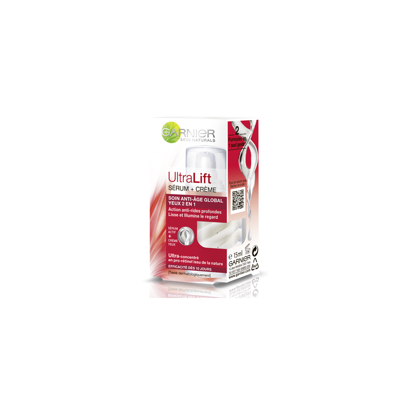SOIN ANTI-RIDES 2 EN 1 YEUX SERUM + CREME ULTRALIFT GARNIER